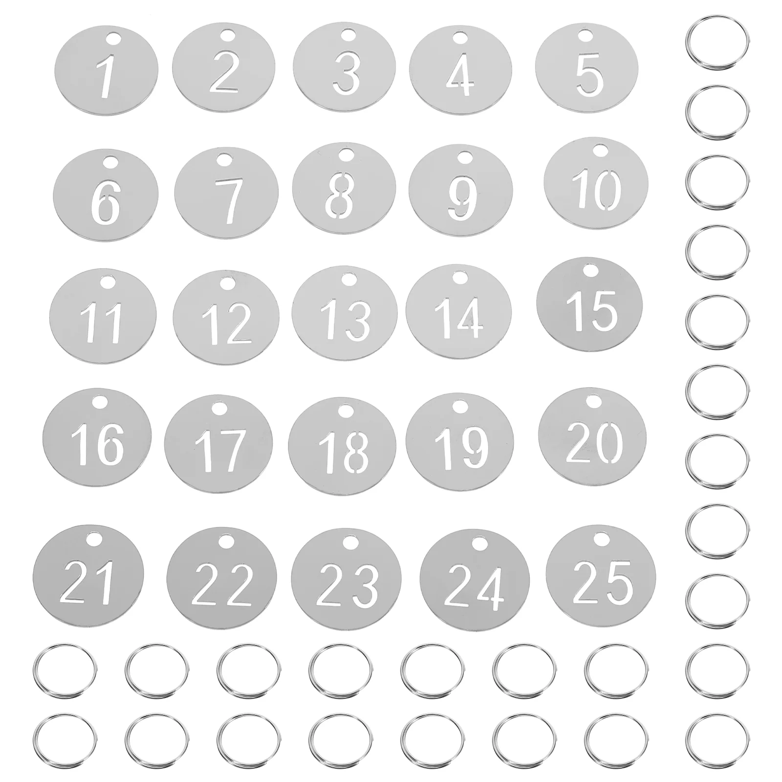 

Number Tags 1-25 Key Chain Hollowed Stainless Steel Key Tag Key Rings Dormitory Keys