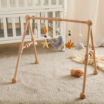 Baby Gym Frame Pendant Toys Soft Felt Whale Rattle Music Toys Cotton Crochet Mobile Hanging Pendants Activity Gym Teether Toys 1