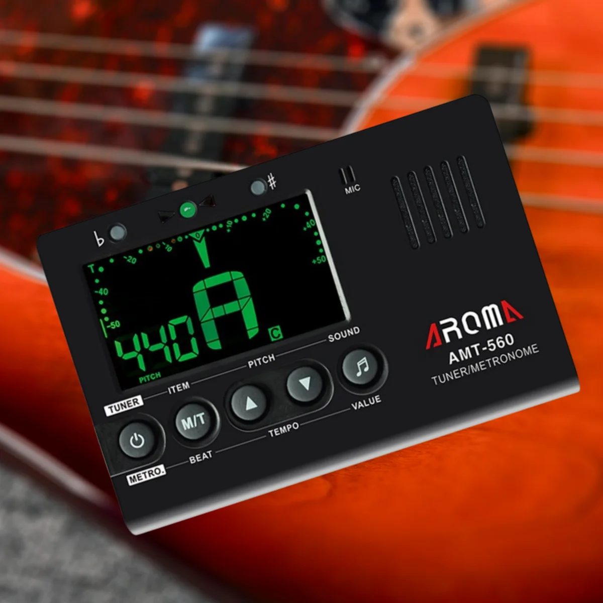 Aroma 3-in-1 Metronome Tuner with Built-in Mic and LCD Display