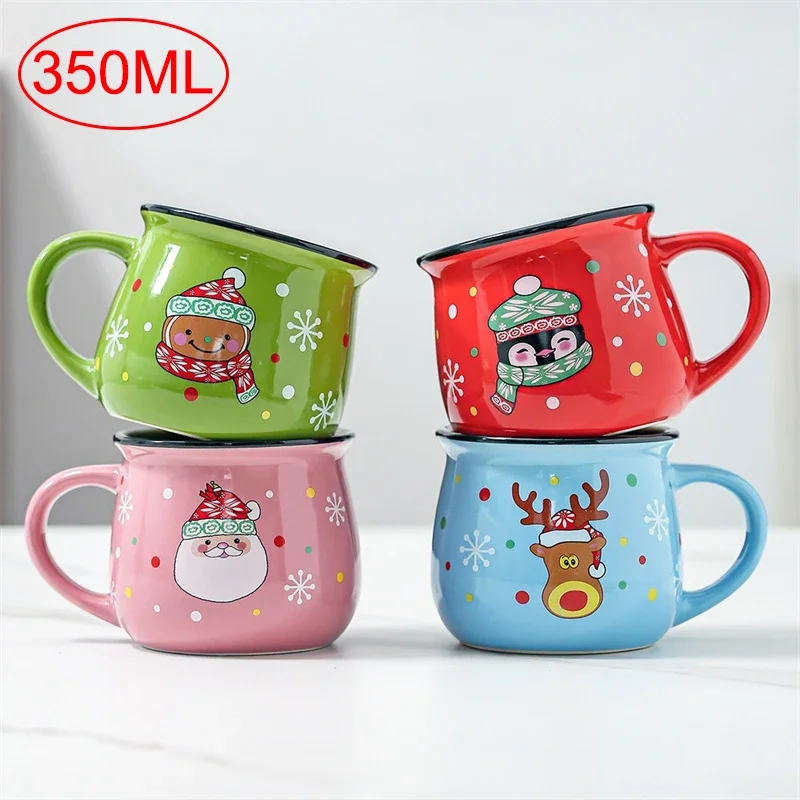 Ceramic Christmas Mug with Santa Elk Design for Hot Coffee and Tea
