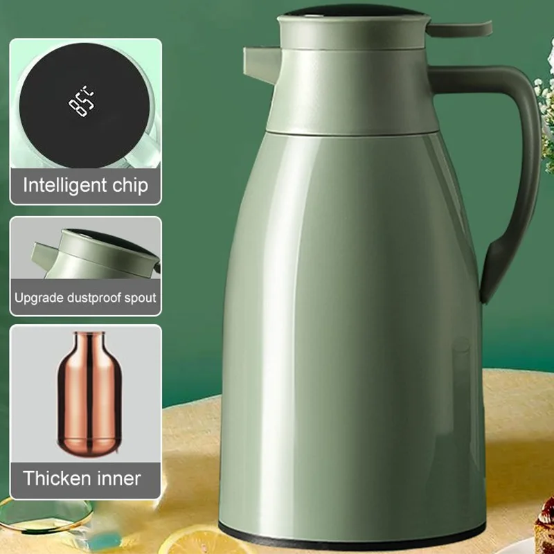 Stainless steel coffee cup 2L Xiaomi Coffee Thermos Digital Display Vacuum Flasks Large Capacity Hot Water Bottle Household Thermos Coffee Tea Kettle