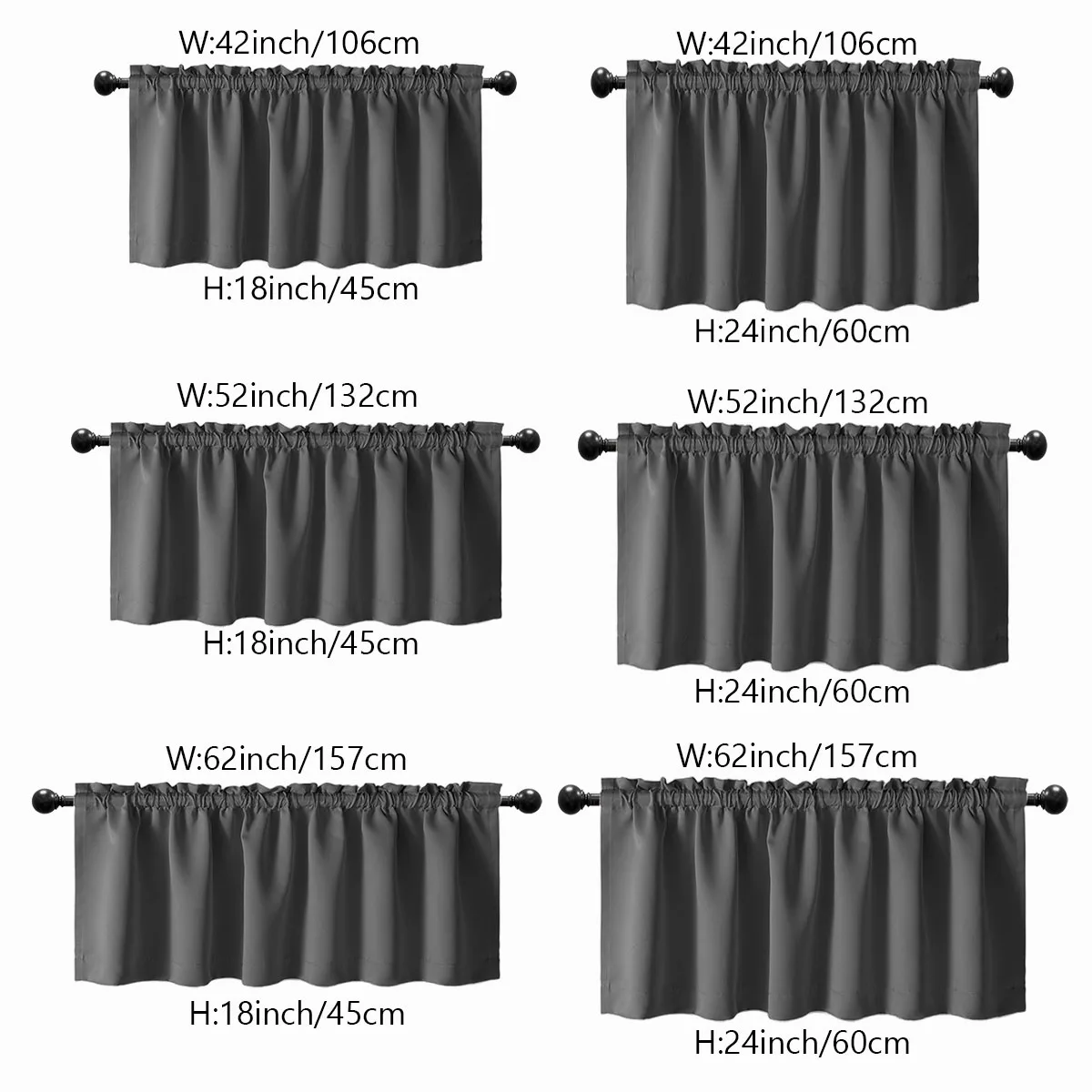 Description Picture 3 of item1PC, Valance Curtains Blackout Thermal Insulated Rod Pocket Window Treatment For Kitchen Living Room Bedroom Home Decoration