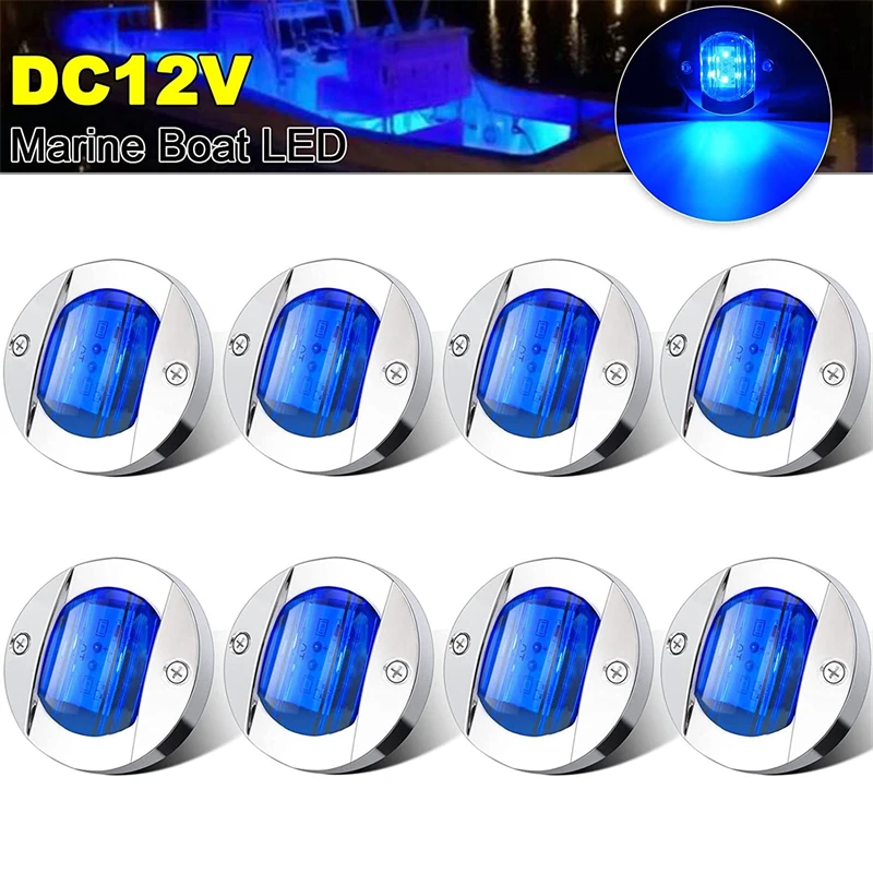 

8PCS 6LED 12V Round Yacht Marine Boat LED Stern Light Cabin Deck Courtesy Light Marine Interior Cabin Lights Blue Waterproof