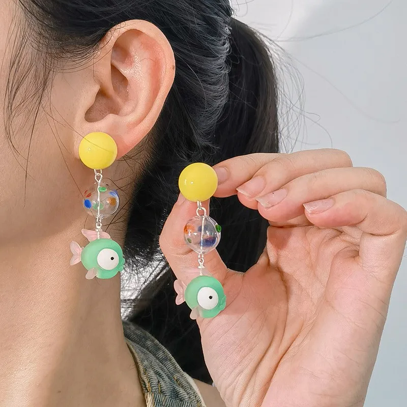 Transparent Goldfish Pendant Earrings Image 14