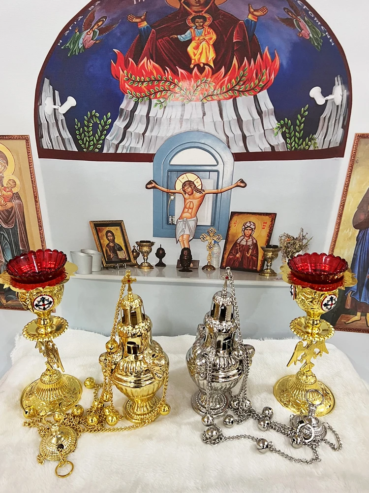 Orthodoxes Räuchergefäß, Gold, Silber, Weihrauchbrenner, Wandbehang, Jesus, christliches Dekor, Kirche, religiöses Zubehör, Jepри Fonda б Projek – Detail 1