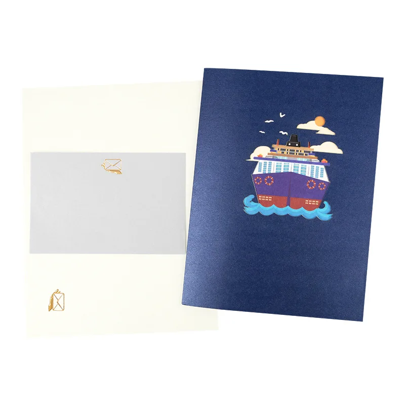 Pop up original creative three-dimensional greeting card 3D handmade paper carving folding card gift for deep-sea cruise ship
