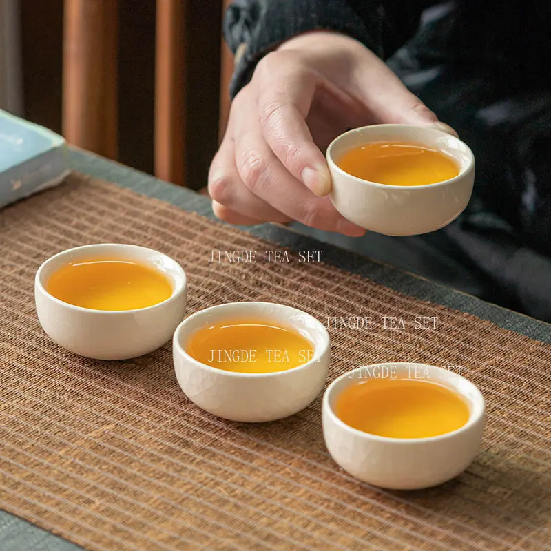4pcs China Ceramic Kiln Change Teacup Temmoku Glaze Porcelain Tea Cup Set Retro Jianzhan Master Cups Tea Bowl Home Drinkware