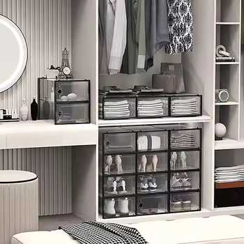 12x stackable transparent shoe box storage box multi-layer assembly storage rack shoe cabinet 2