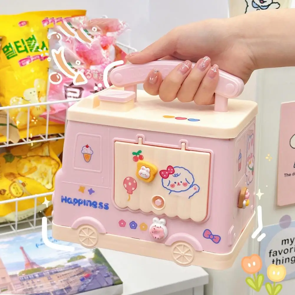 Children Piggy Bank Cartoon Car Shape Large Capacity Coin Saving Jar Plastic Money Box with Lock Xmas New Year Gift