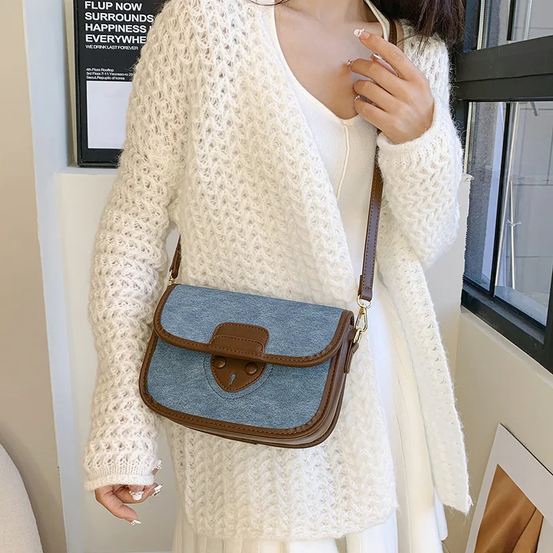 

Unique Design Casual Versatile Simple PU Contrasting Color Single Shoulder Small Square Bag Purses and Handbags