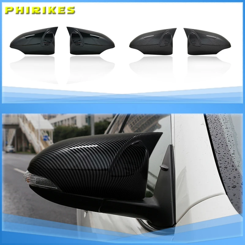 Abs 2pcs Carbon Fiber Texture Style Wing Side Rearview Mirror Cover
