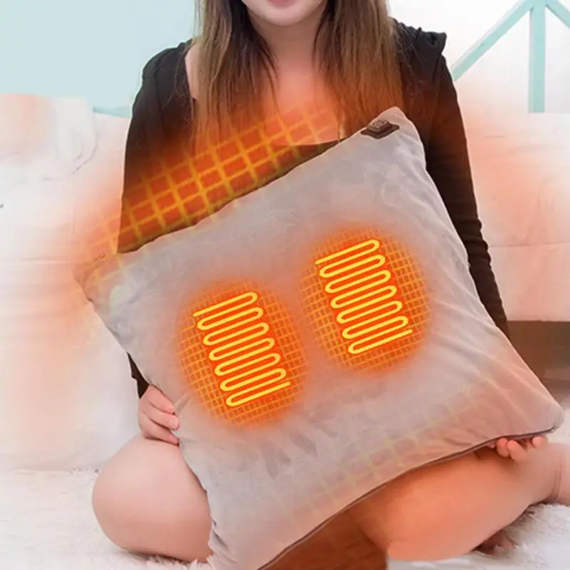 Heated Throw Pillow Cushion Hand Feet Warmer Heating Lumbar Support Pillow  3Heat Setting Electric Heated Pillow For Body