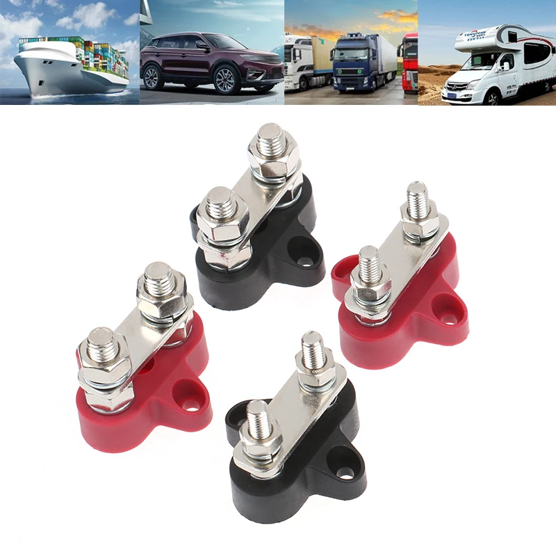 

1/4" 5/16" Terminal Block Studs M6 M8 12V 24V Junction Block Bus Bar Insulated Dual Heavy Duty Power Distribution Stud Terminal