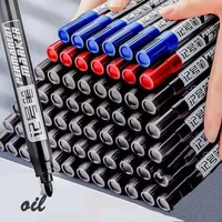 10PCS Permanent Markers, Black Red & Blue Ink, Stationery, Writing Pens for Tire Fabric, Wood, Leathern Art, Graffiti Marker Pen 2