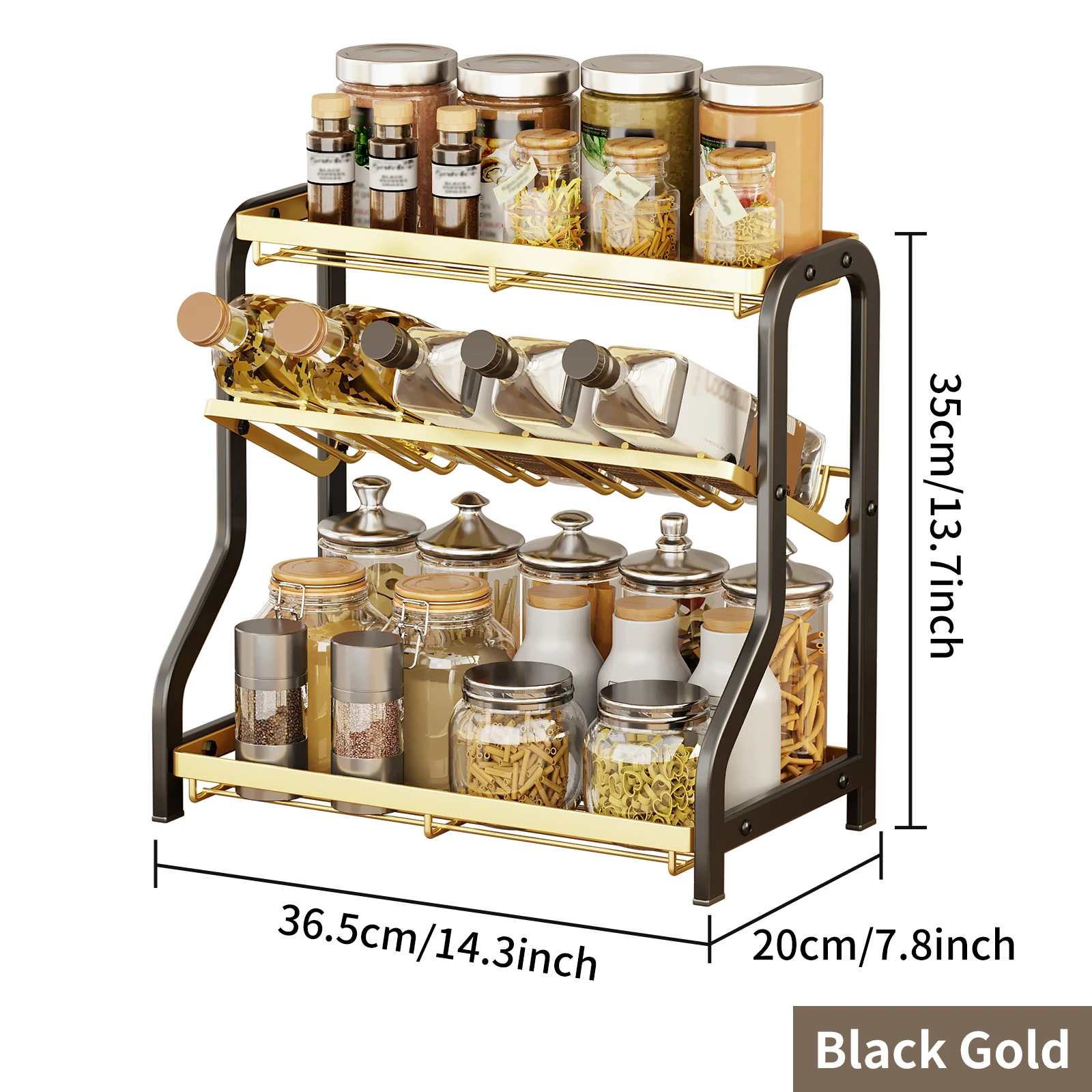 3-tier Seasoning storage rack Kitchen countertop Multifuctional storage holder Stainless Steel 6