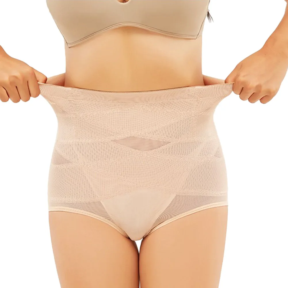 Womens High Waisted Tummy Butt Lifting Underpants Sexy Seamless Slimming Shaping Underwear Solid Color High Stretch Lingerie