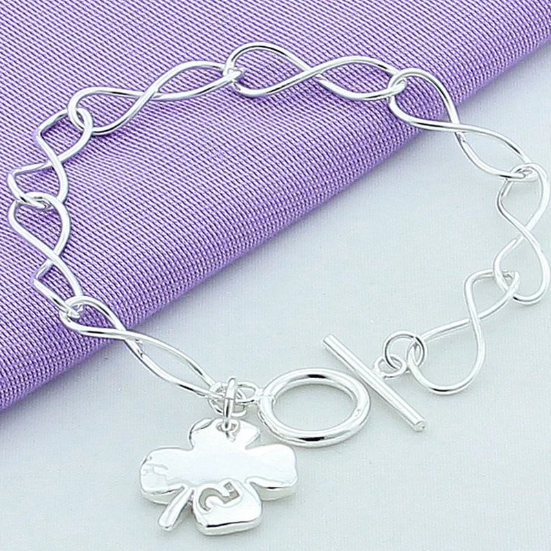 

New Fashion Four-Leaf Clover Pendant Bracelet 925 Sterling Silver Jewelry Bracelet for Women Jewelry