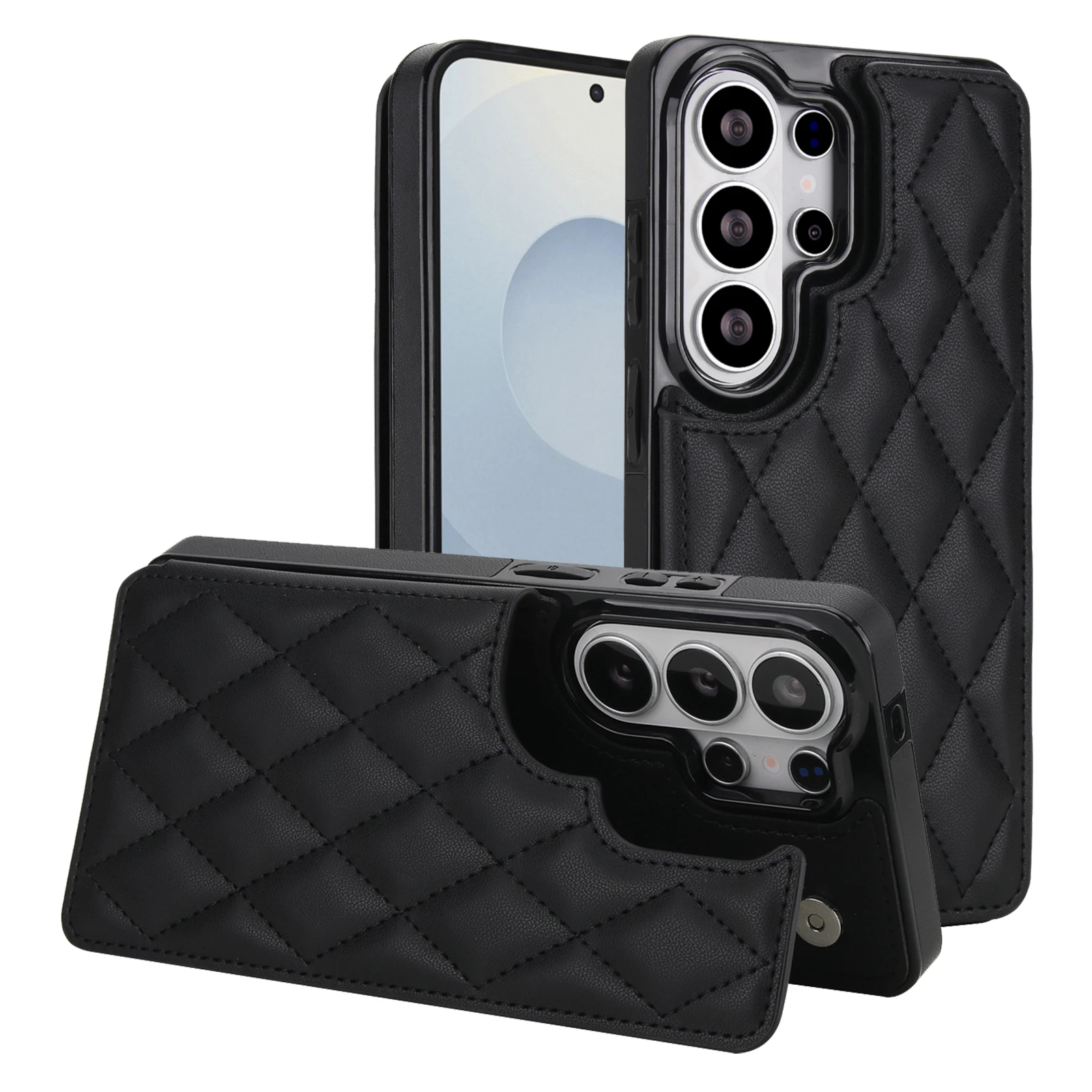 Quilted Leather Wallet Case with Card Holder