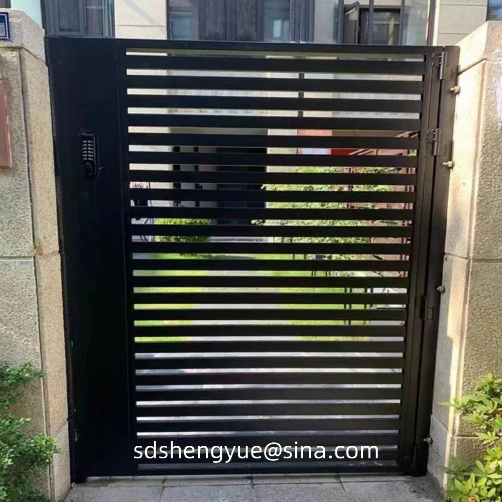 Hot sale golden paint wrought gate designs door aluminum gates New Design Fancy Gates Aluminum Garden Grill Gate Colours 4
