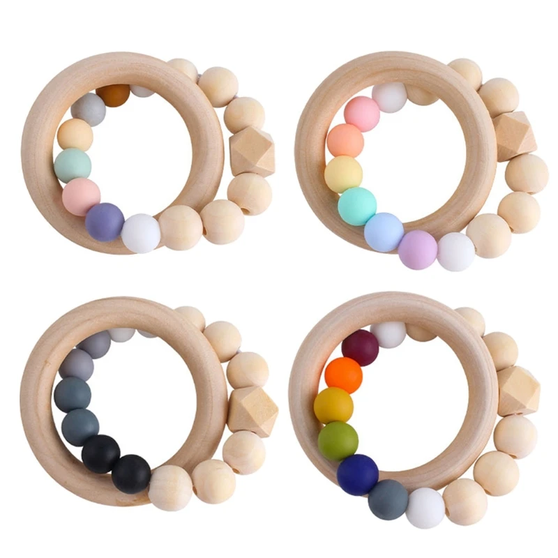 

Baby Teether Baby Nursing Bracelets Rainbow Candy Color Silicone Teether