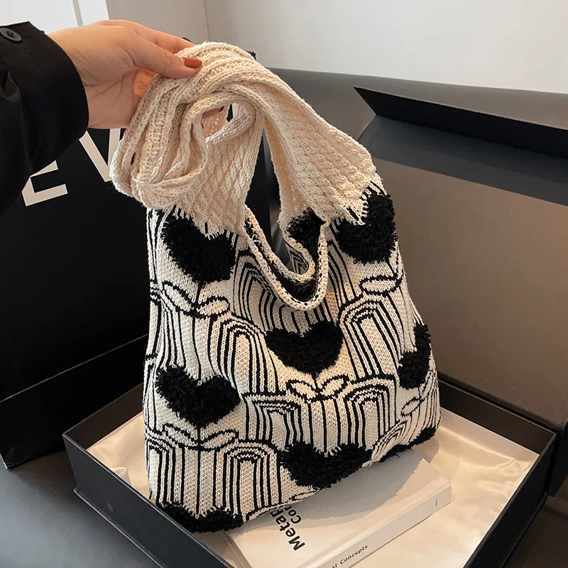 Knitted Shoulder Bag NEW Large Capacity Autumn Winter Casual Trendy All-match High-end Women's Fashion Large Capacity Handbag