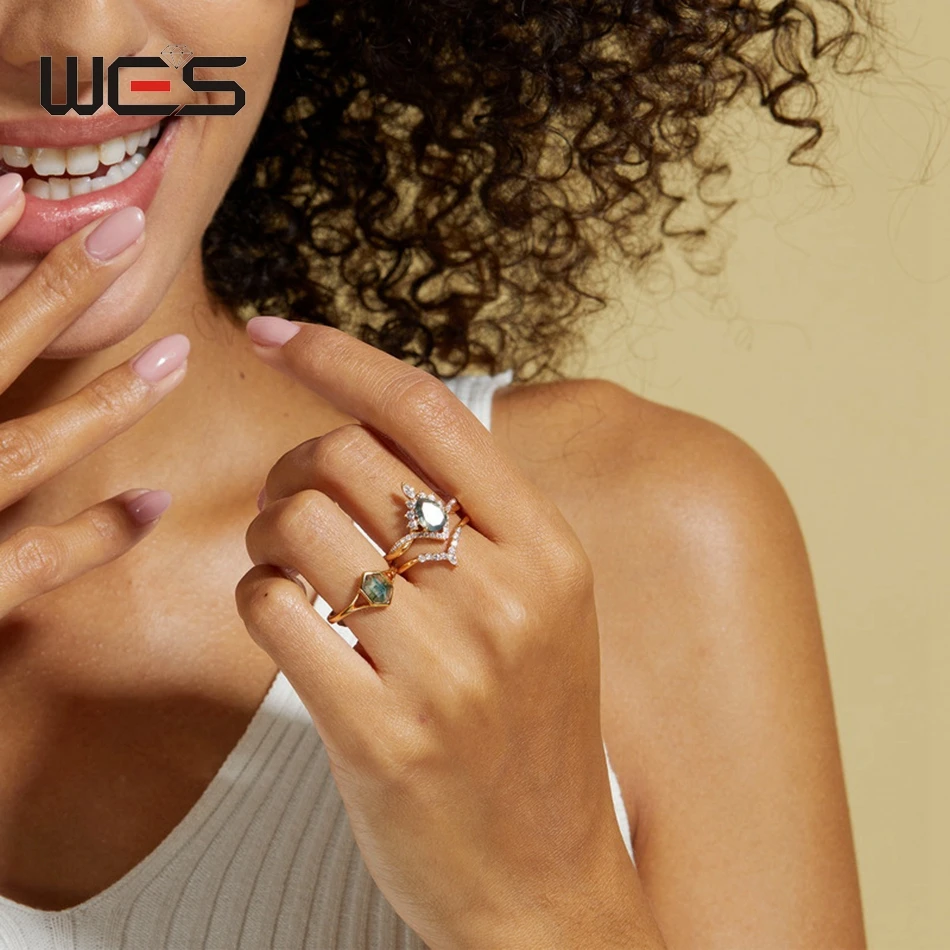 WES 925 Sterling Silver Moss Agate Ring for Woman Luxury Wedding Jewelry Gemstone 5*8mm Party Wedding Gifts Fine Jewelry Trendy WES 925 Sterling Silver Moss Agate Ring for Woman Luxury Wedding Jewelry Gemstone 5*8mm Party Wedding Gifts Fine Jewelry Trendy