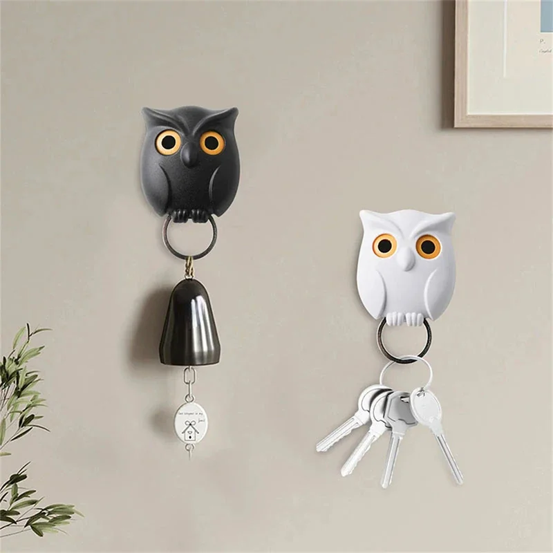 Hooks  Owl Magnetic Key Hook Auto Blinking Cute Hooks No Punch Storage Hooks Kitchen Home Wall Decoration Hooks 3