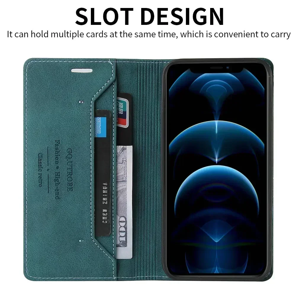 Luxury Leather Flip Case with Anti-Theft Protection