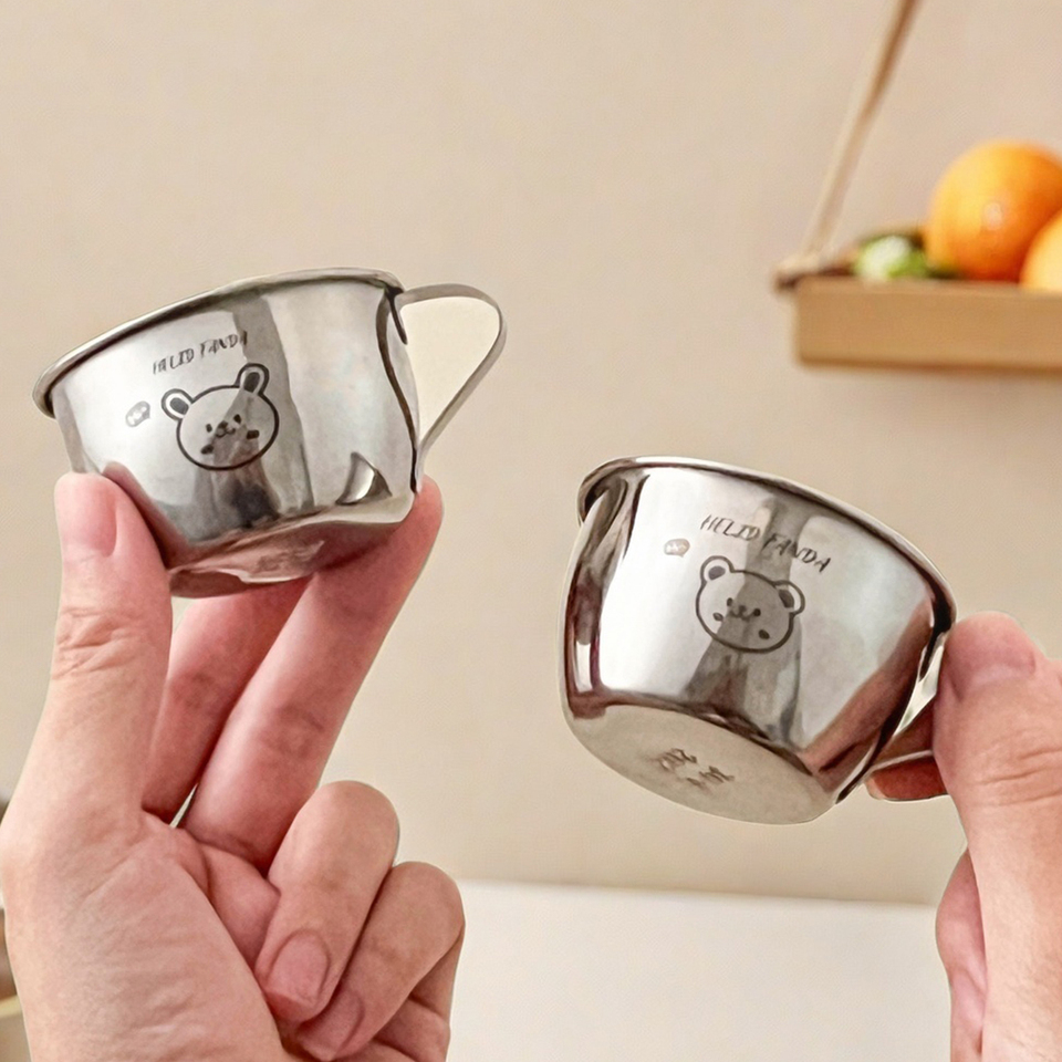 WORTHBUY 304 Stainless Steel Mini Water Cup With Handle Cute Milk Coffee Cup Mug Anti Scalding Drinking Cup Tumbler For Kids
