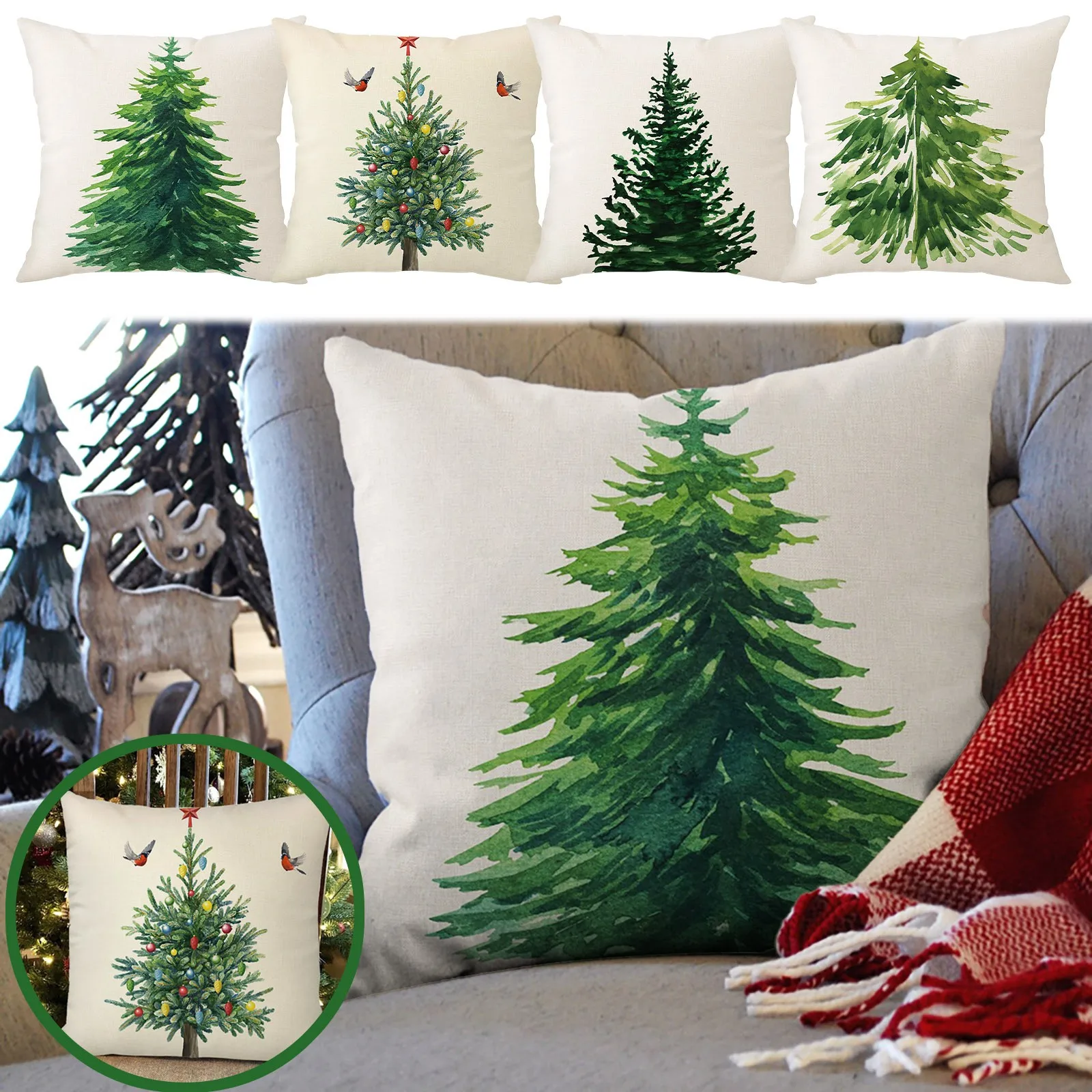 Herenhuis schuur Graden Celsius Kerstboom Kussensloop Groen Blad Taille Kussen Kussen Kussenhoes Kerst  Decoratie Kussenhoes| | - AliExpress