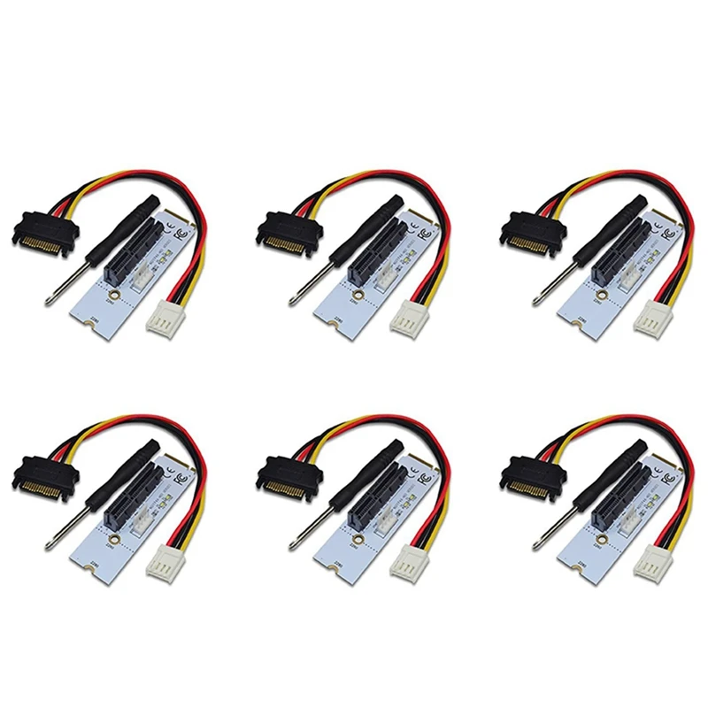 6X NGFF M.2 To PCI-E 4X Riser Card M2 Key M To Pcie X4 Adapter With LED Voltage Indicator For ETH Bitcoin Miner Mining