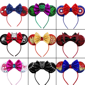 Boys and Girls Avengers Sequined Headband Hulk Thor Spider Man Headdress Super Heroes Party Kids Accessories Mouse Ears Headgear 1