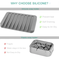 Bathroom Silicone Soap Dish Drain Bath Drain Soap Rack Kitchen Countertop Sponge Rack Drying Tray 2