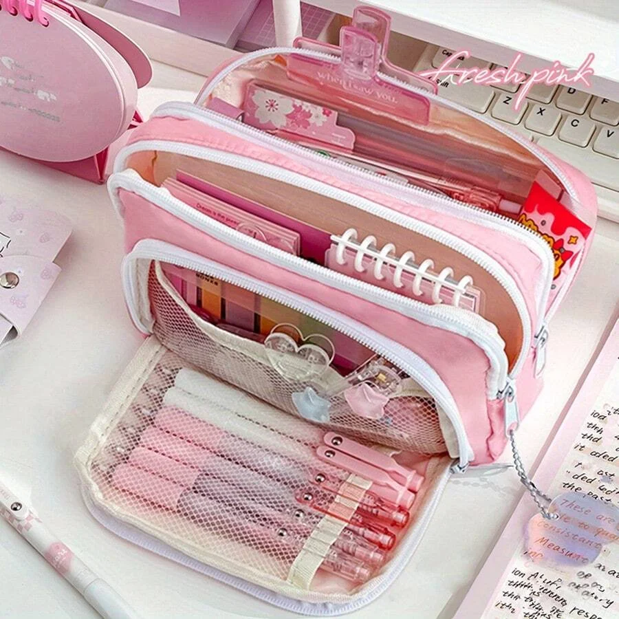 Kawaii Pencil Case Layers Cute Pen Bag Large Capacity Korean