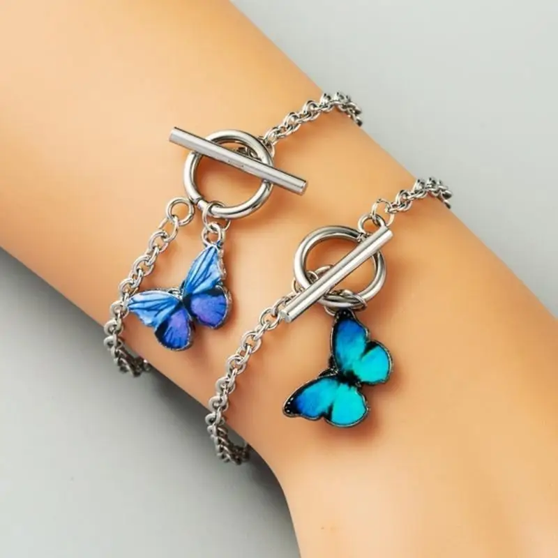 Candy Gum Butterfly Crystals Women Bracelet Chains for Girls Friends  Student Daisy Beads Bracelets Aesthetic Charm Y2k Jewelry