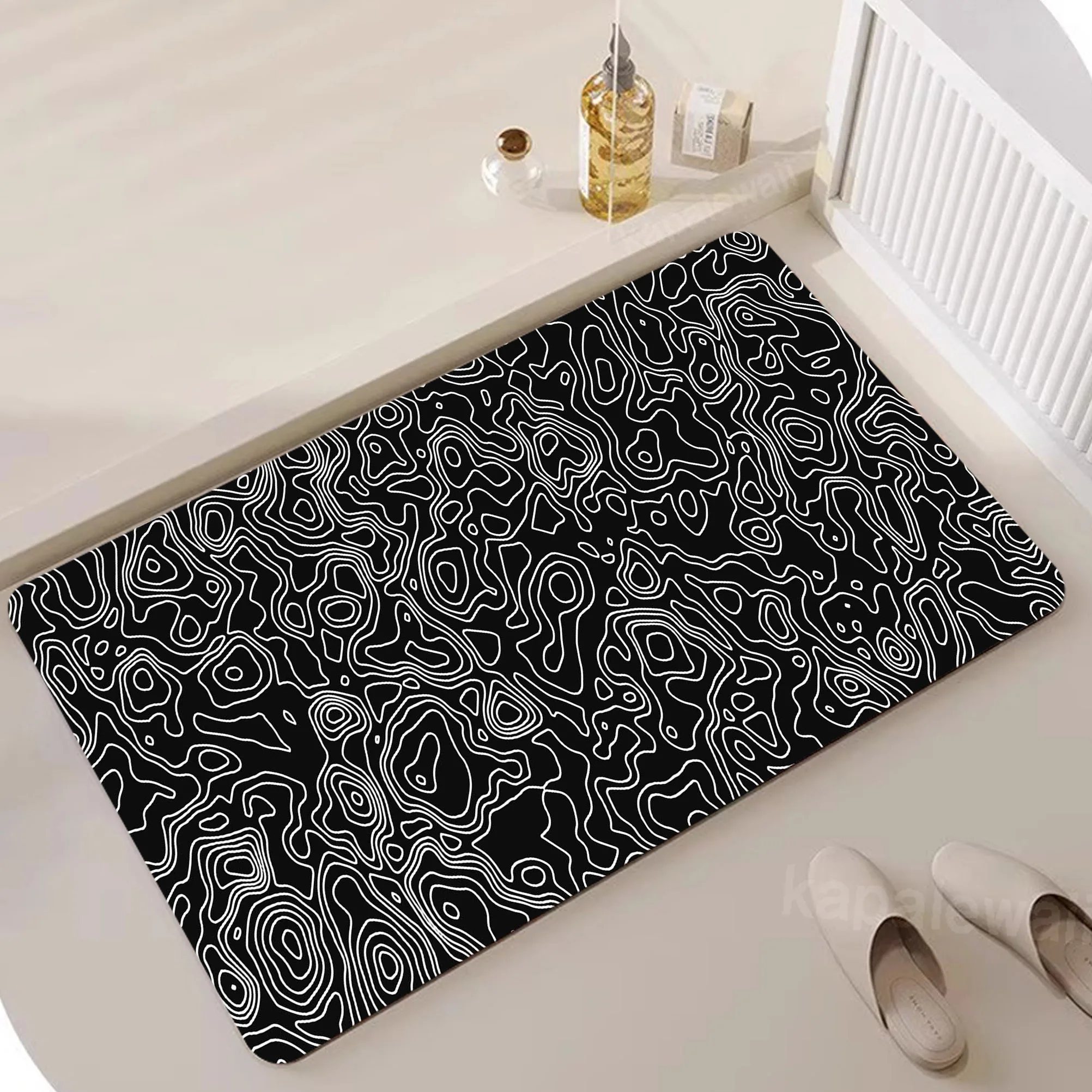 

Diatom Floor black Bedroom Living Room Long Bedside Area Rug Hallway Soft Washable Carpet Anti Slip Bathroom Entrance Doormat