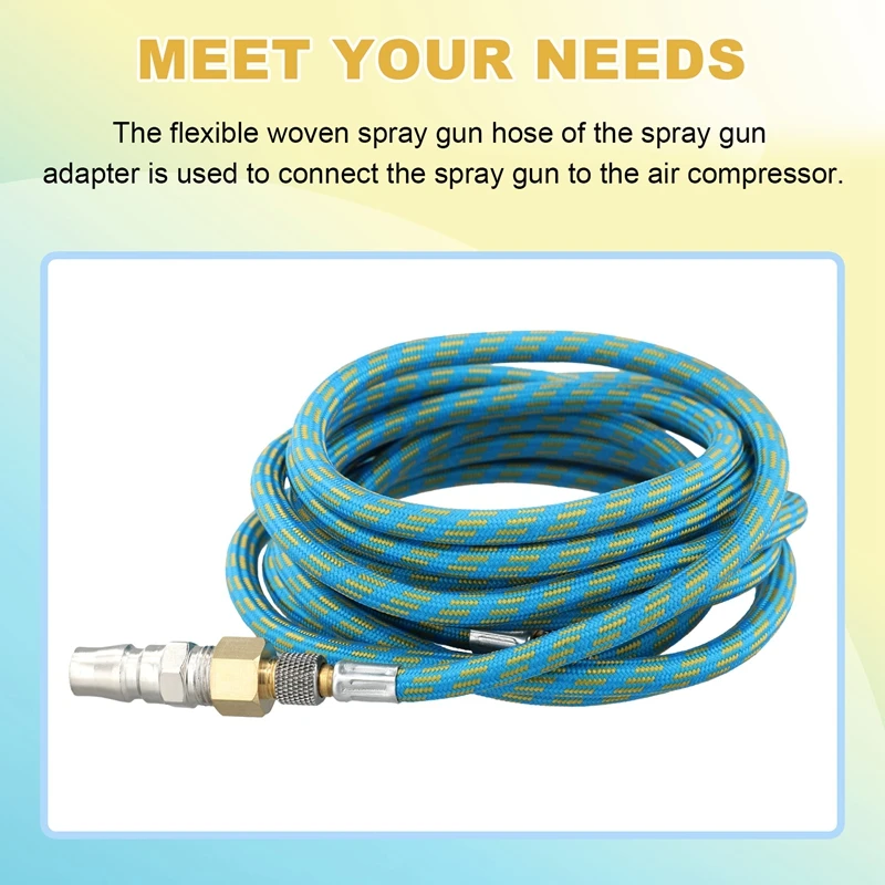PORK-3 Meter/9.84Ft Nylon Braided Airbrush Air Hose Standard 1/8Inch-1/4Inch Adapter Suit For Air Bursh