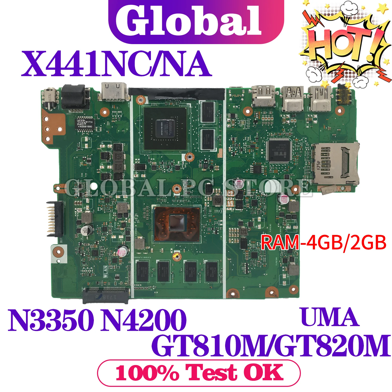 scheda-madre-kefu-x441n-per-asus-vivobook-max-x441nc-f441na-a441na-x441na-k441na-scheda-madre-del-computer-portatile-n3350-n4200-2g-4g-ram-uma-gt810