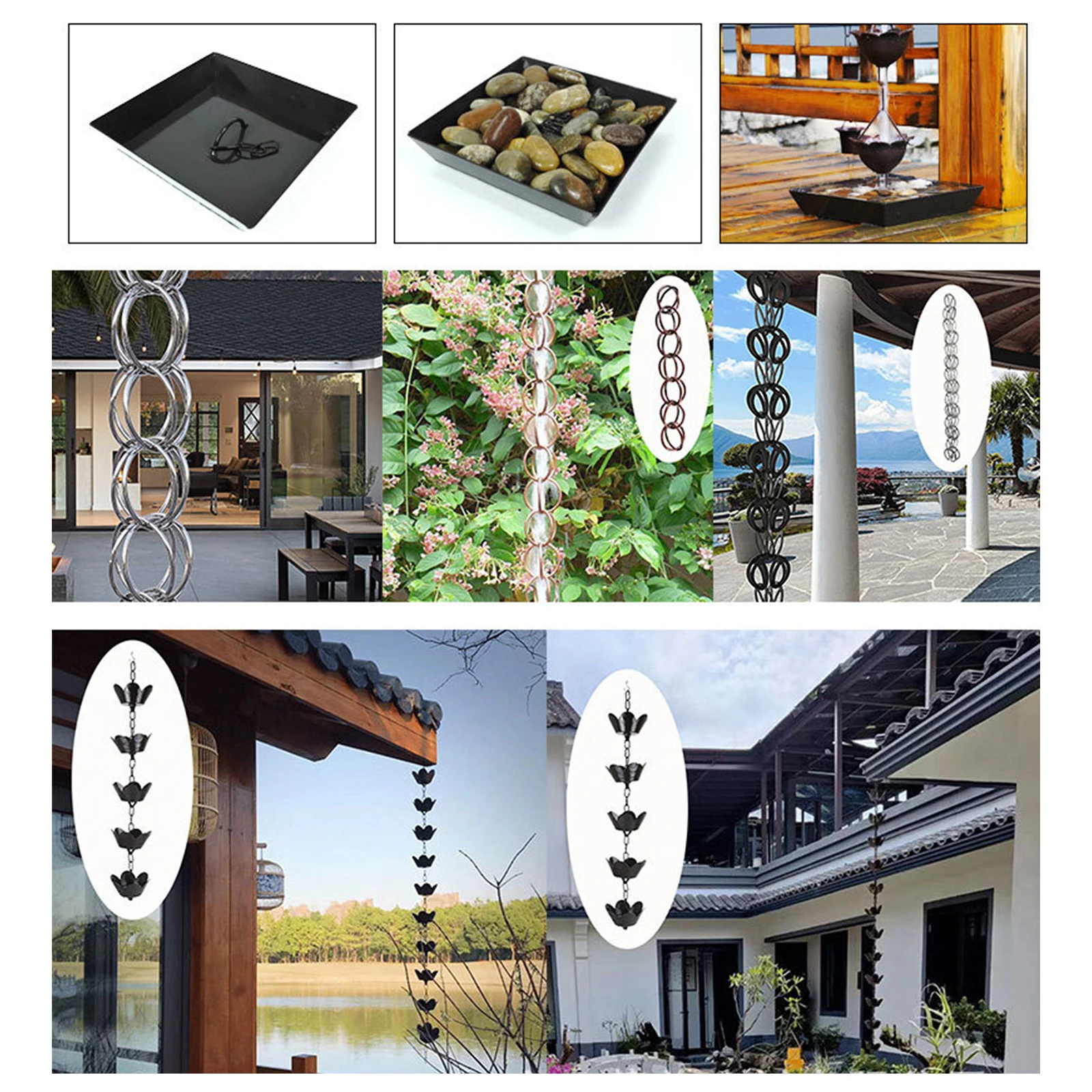 Gutter Rain Chains Metal Rain Chains For Ancient Buildings In Chinese Courtyard Corridors Rainwater Chain Cup Collectors Cu