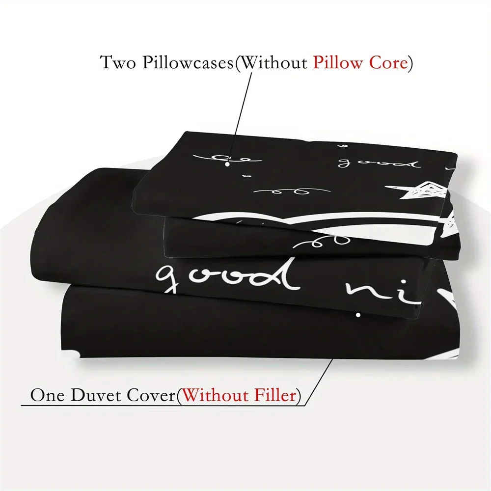 3-Piece Black and White Panda Print Soft Brushed Microfiber Duvet Cover Set - Luxurious Bedding for Bedroom and Guest Room