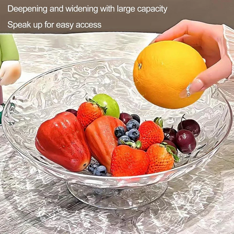 1PC Transparent Water Ripple Fruit Tray Dual-layer Can Draining Modern Light Luxury Snack Dried Fruit Tray Kitchen Decoration 6