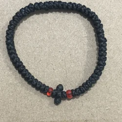 10PCS Adjustable Handmade Greek Orthodox Christian Prayer Bracelets (Black - red)