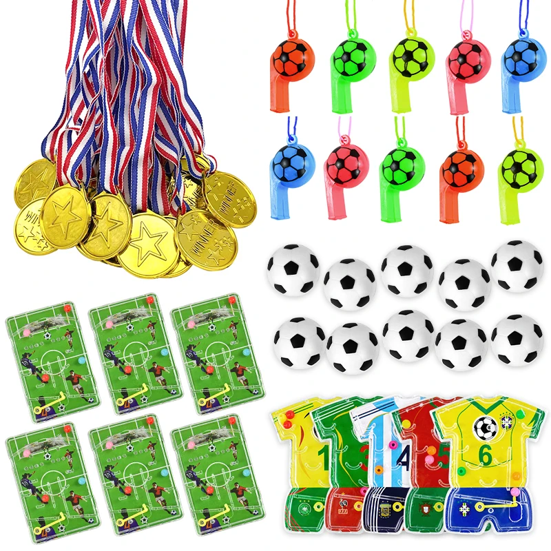 Soccer Party Favors Football Theme Bracelets Keychain Pin Ball Maze Game Toys Kids Birthday Party Pinata Fillers Christmas Gift