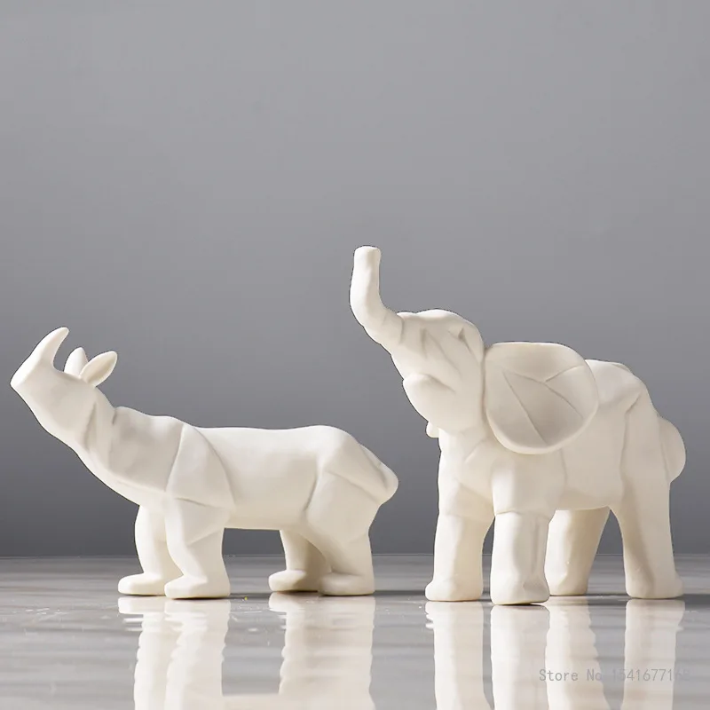 

Nordic Ceramic Elephant and rhino Ornaments, Creative Living Room, TV Cabinet, Wine Cabinet, Home Decorations