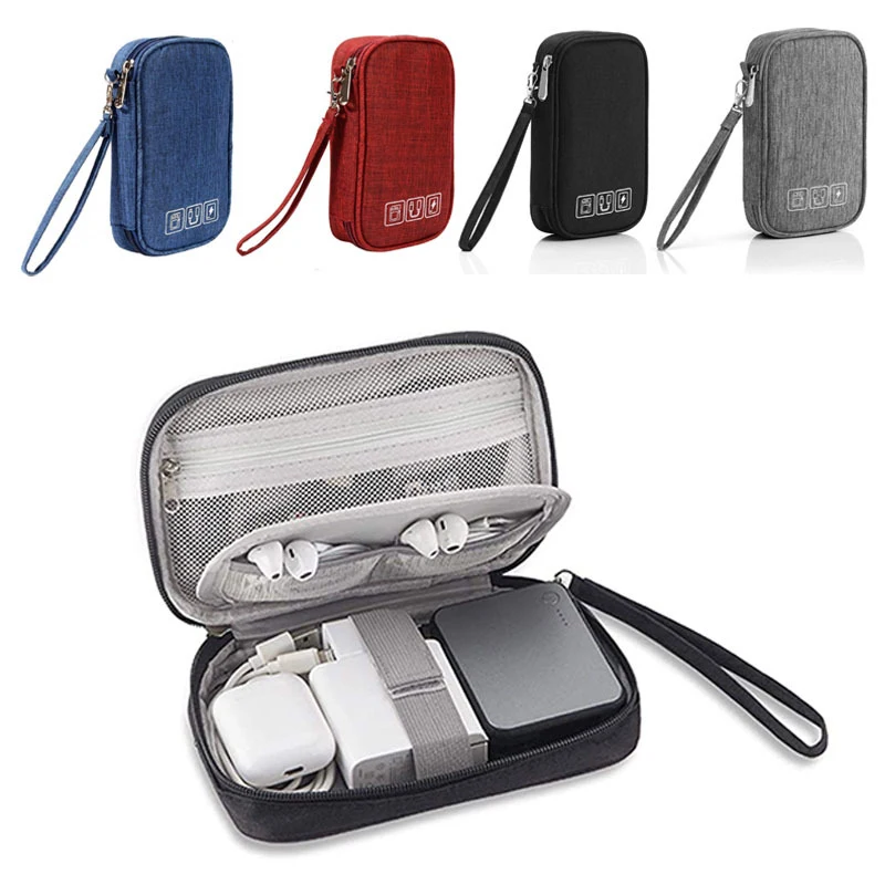 Bolsa de Armazenamento para Cabo de Dados e Auscultadores Bolsa de Armazenamento Portátil Mala Gadget Digital Dupla Camada Usb Disco Rígido Proteção Bolsa