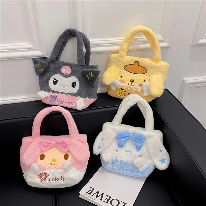 

Anime Sanrio Cinnamoroll My Melody Kuromi Plush Handbag New Cute Cartoon Plush Doll Storage Hand Bag Girly Heart Commuting Bag