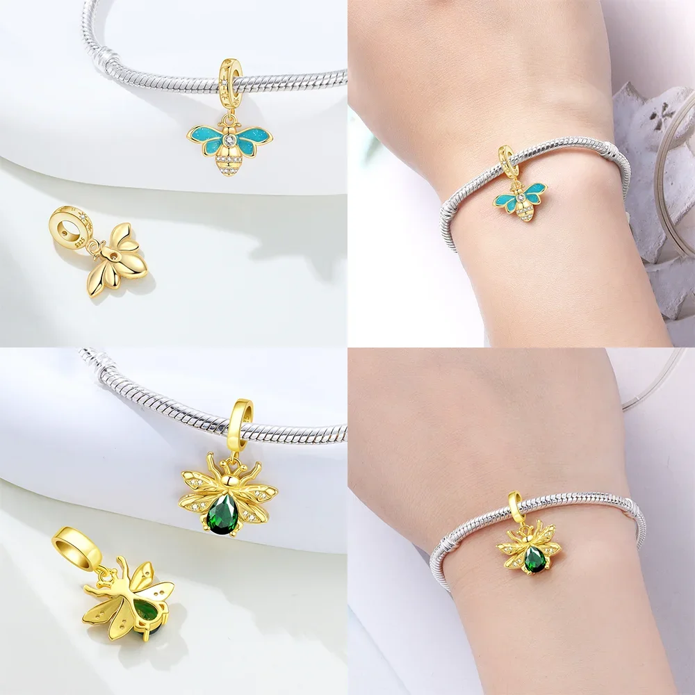  동물 시리즈 참 장식품 대나무 팬더 야광 보라색 나비 비즈 펜던트 DIY 오리지널 팔찌용 고급 보석 선물
