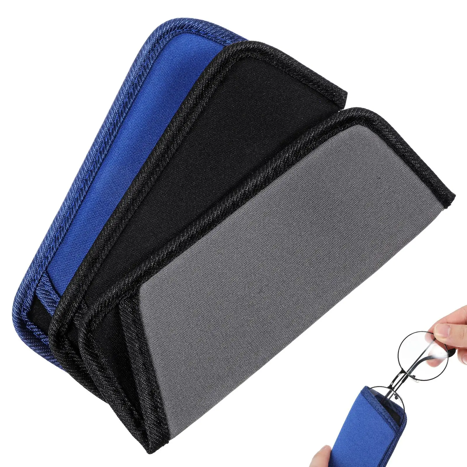 3pcs slim eyeglass pouch Soft glasses bag Protective holder Portable eyewear sleeve