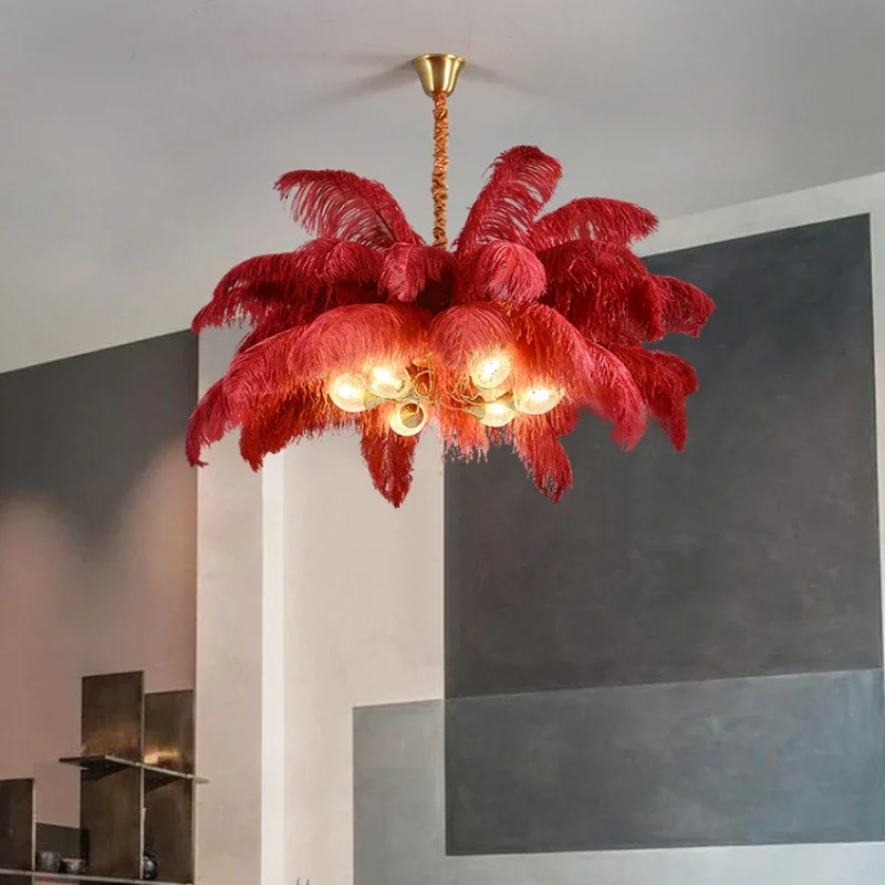 Nordic Elegant Home Decor Feather Pendant Light Modern Chandelier Ceiling Lamp for Living Room Bedroom Light Fixtures