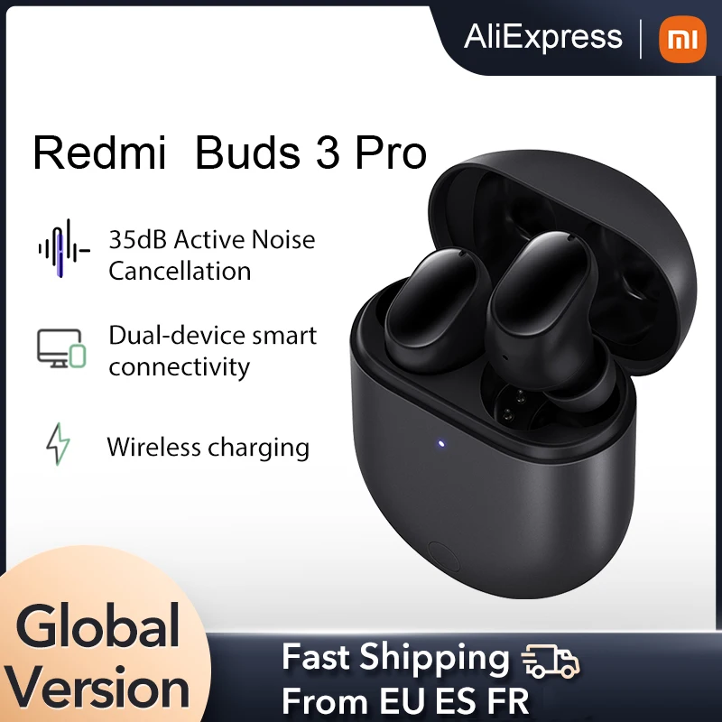 Xiaomi-auriculares inalámbricos Redmi Buds 3 Pro versión Global, cascos con  Bluetooth, TWS, 35dB, ANC, dispositivo Dual, Redmi Airdots 3 Pro -  AliExpress